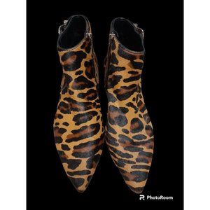 Sole Society Leopard Print Mob Wife Cow Fur Booties Size 8M